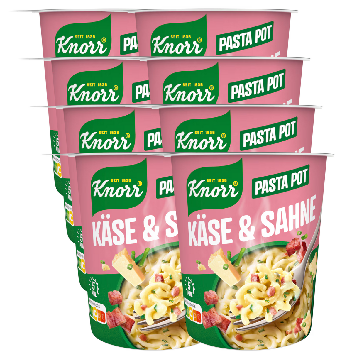 8x Knorr Pasta Snack Pot Käse&Sahne 63g (8x63g)