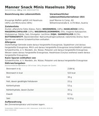 Lebensmittelinformationen: Manner Snack Minis 300g 300g