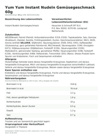 Produktbild anzeigen: Produktinformationen zum Einzelprodukt – Yum Yum Instant Nudeln Gemüsegeschmack 60g
