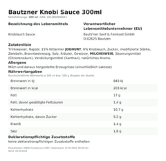 Produktinformationen zum Einzelprodukt – Bautzner Knobi Sauce 300ml