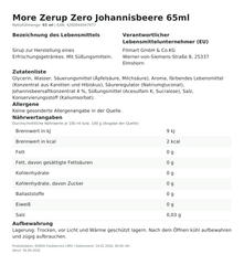 Lebensmittelinformationen: More Zerup Zero Johannisbeere 65 ml