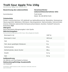 Produktinformationen zum Einzelprodukt – Trolli Sour Apple Trio 150g