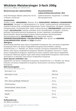 Produktbild anzeigen: Lebensmittelinformationen je Einzelprodukt – Wicklein Meistersinger 3-fach 200g
