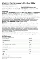 Lebensmittelinformationen je Einzelprodukt – Wicklein Meistersinger Lebkuchen 200g