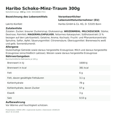 Produktinformationen zum Einzelprodukt – Haribo Schoko-Minz-Traum 300g