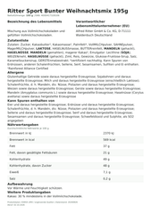 Lebensmittelinformationen je Einzelprodukt – Ritter Sport Bunter Weihnachtsmix 195g
