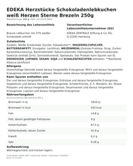 Produktinformationen zum Einzelprodukt – EDEKA Herzstücke Schokoladenlebkuchen weiß Herzen Sterne Brezeln 250g