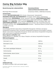 Lebensmittelinformationen je Einzelprodukt – Corny Big Schoko 50g