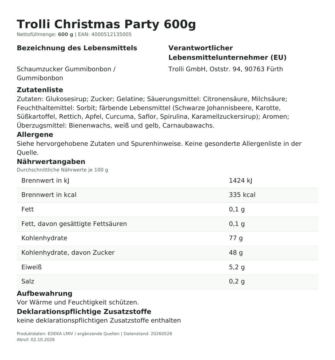 Produktinformationen zum Einzelprodukt – Trolli Christmas Party 600g
