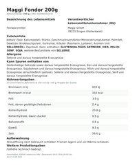 Lebensmittelinformationen: Ma Fondor Dose 200g 200g