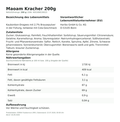 Lebensmittelinformationen: Maoam Kracher 200 g