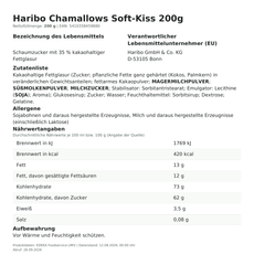 Produktinformationen – Haribo Chamallows Soft-Kiss 200g