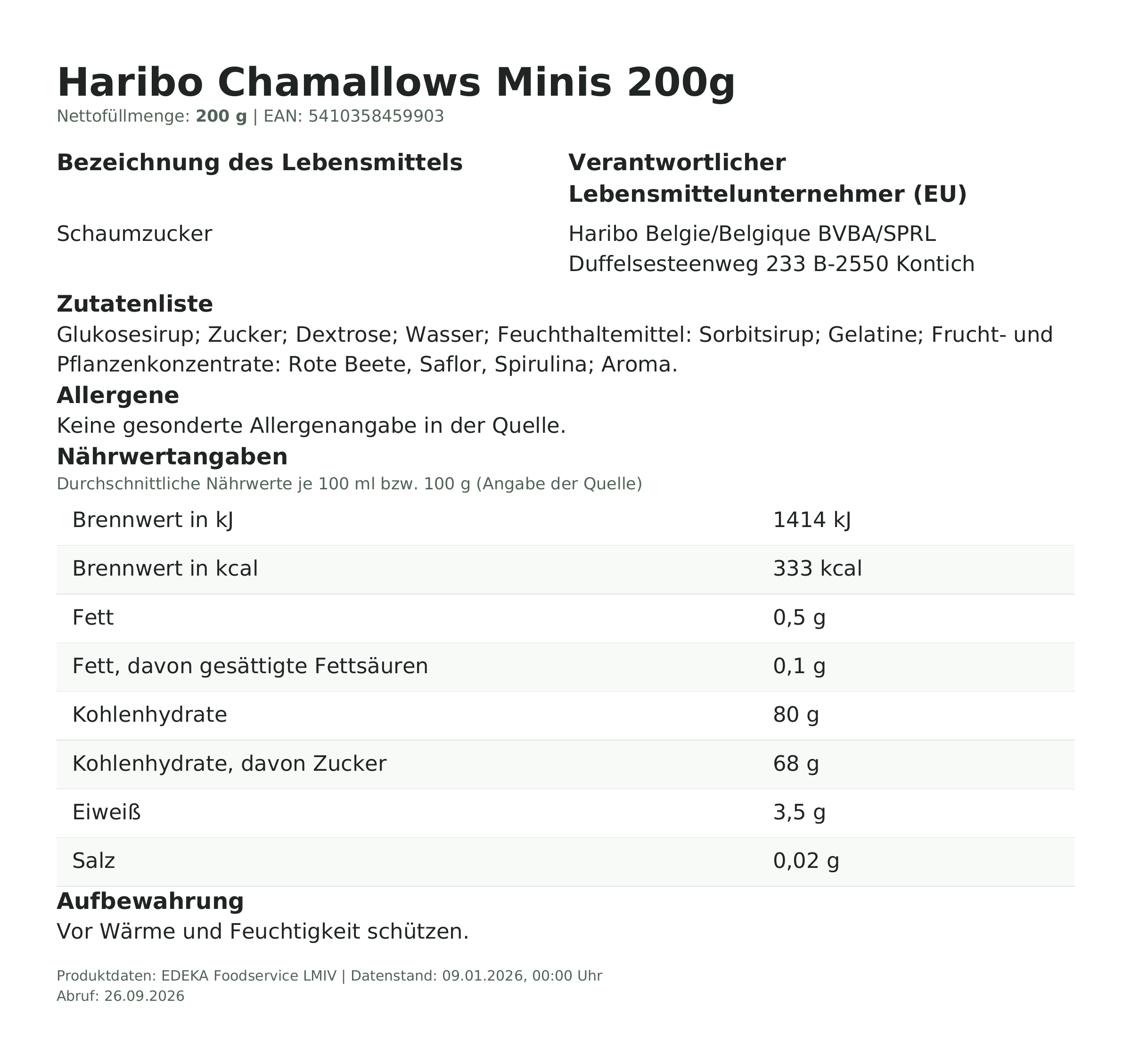Produktinformationen – Haribo Chamallows Minis 200g