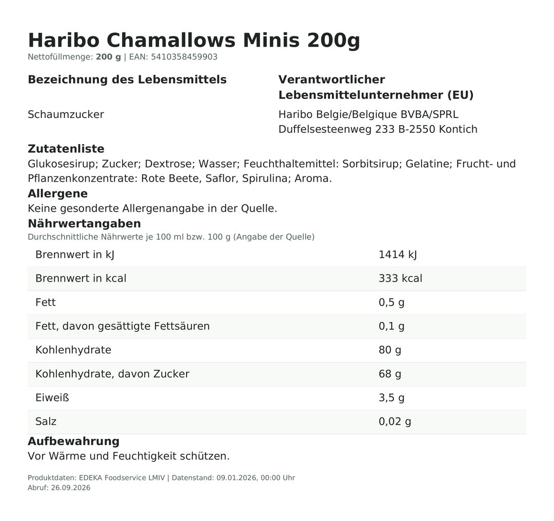Produktinformationen Haribo Chamallows Minis 200g