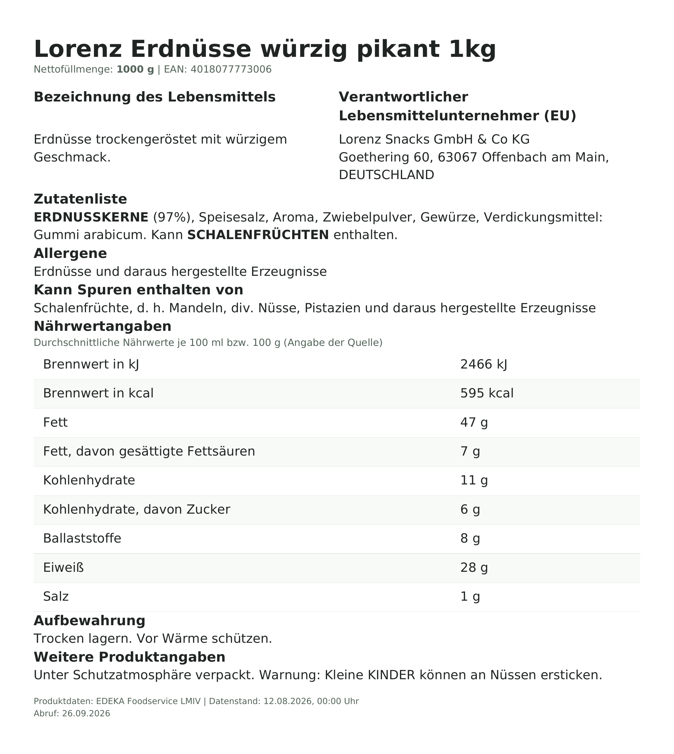 Produktinformationen – Lorenz Erdnüsse würzig pikant 1kg