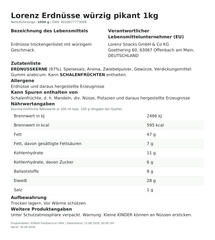 Produktinformationen – Lorenz Erdnüsse würzig pikant 1kg