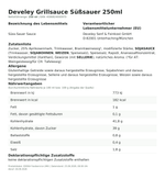 Produktbild anzeigen: Produktinformationen und Nährwerte – Develey Grillsauce Süßsauer 250ml
