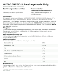 Produktinformationen – Gut&Günstig Schweinegulasch 800g