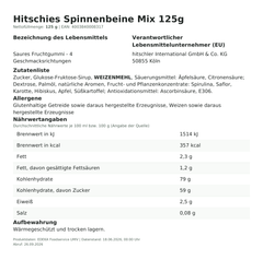 Lebensmittelinformationen: hitschies Spinnenbeine Mix 125g