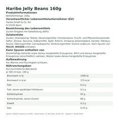 Produktinformationen – Haribo Jelly Beans 160g
