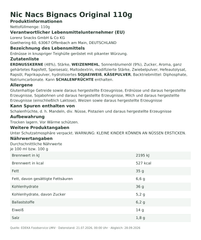 Produktinformationen – Nic Nacs Bignacs Original 110g