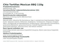 Produktinformationen – Chio Tortillas Mexican BBQ 110g
