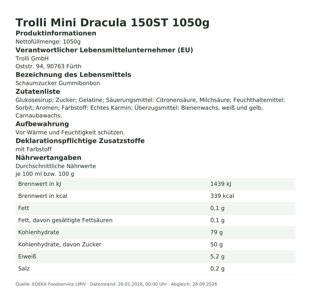 Produktinformationen zum Einzelprodukt – Trolli Mini Dracula 150ST 1050g