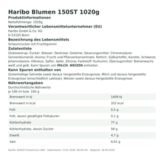 Produktinformationen – Haribo Blumen 150ST 1020g