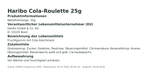 Produktbild anzeigen: Produktinformationen – Haribo Cola-Roulette 25g
