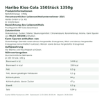 Produktbild anzeigen: Produktinformationen zum Einzelprodukt – Haribo Kiss-Cola 150Stück 1350g
