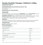 Produktbild anzeigen: Produktinformationen zum Einzelprodukt – Haribo Konfekt Stangen 150Stück 1200g
