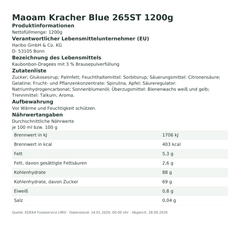 Produktinformationen – Maoam Kracher Blue 265ST 1200g
