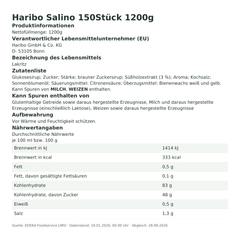 Produktinformationen – Haribo Salino 150Stück 1200g