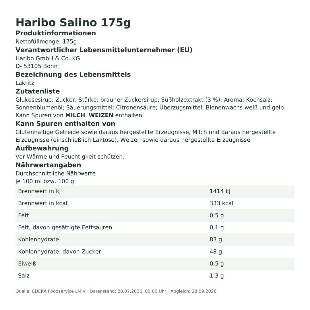 Produktinformationen zum Einzelprodukt – Haribo Salino 175g