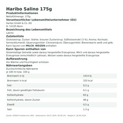 Produktinformationen – Haribo Salino 175g