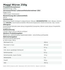 Produktinformationen – Maggi Würze 250g