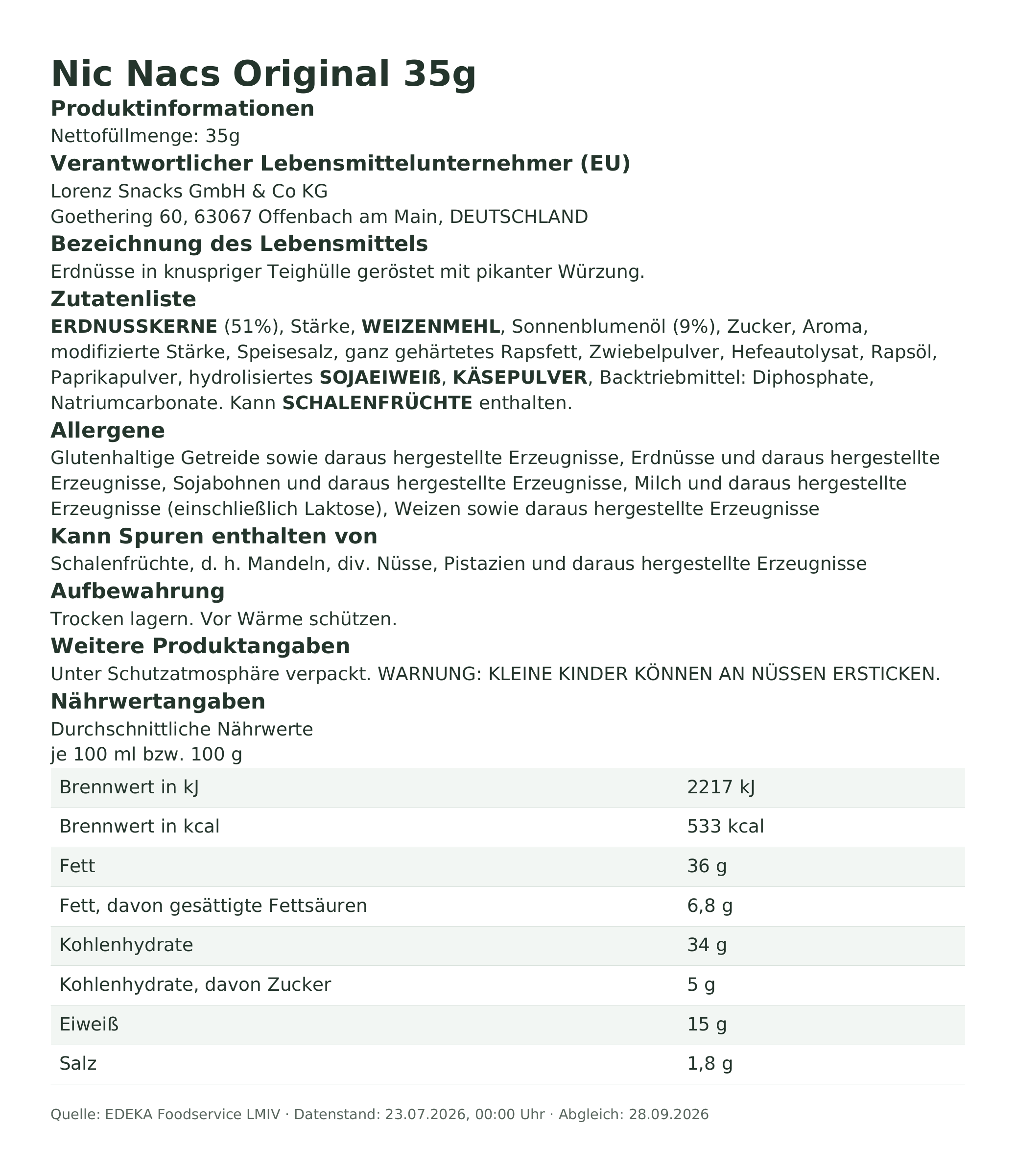 Produktinformationen – Nic Nacs Original 35g