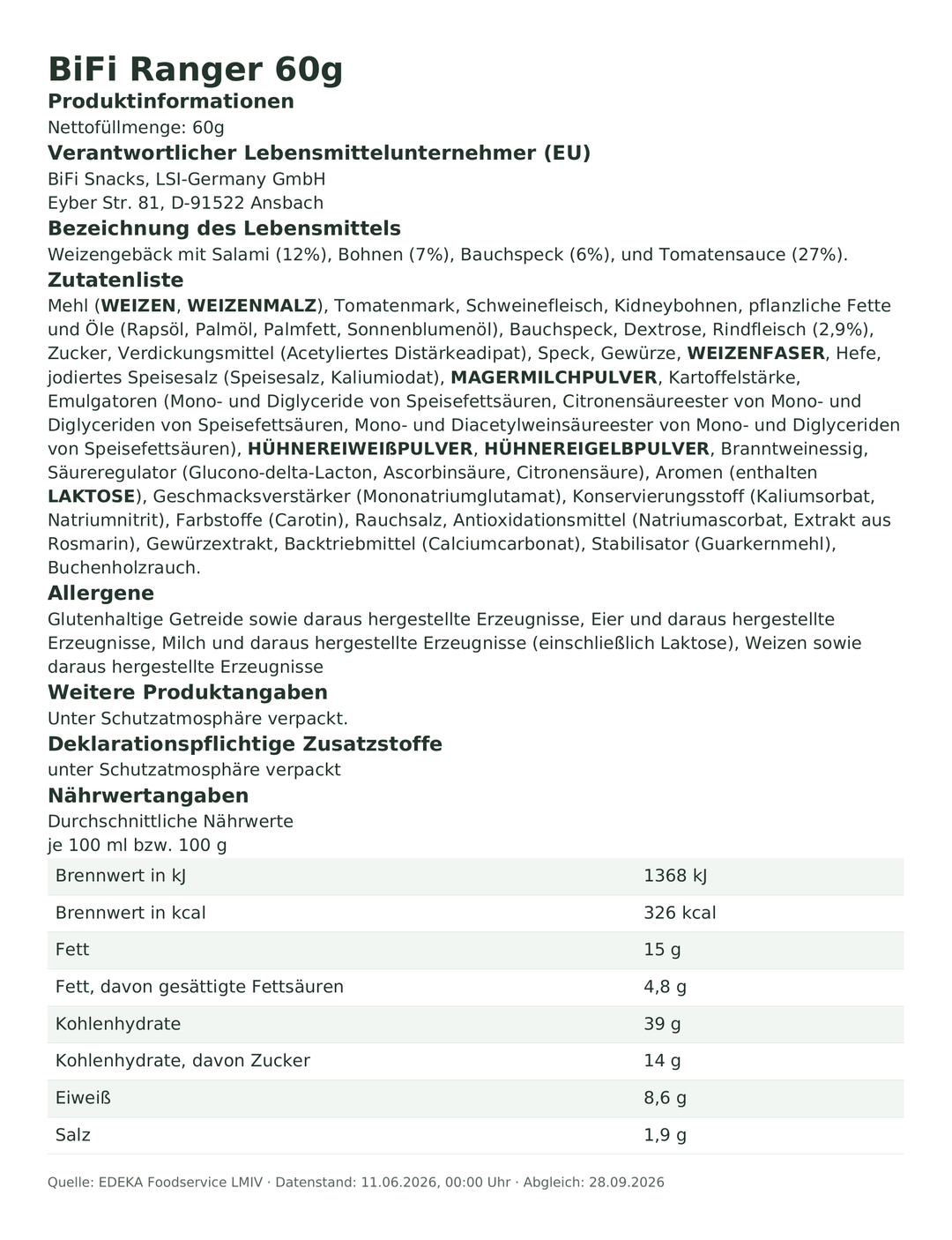 Produktinformationen zum Einzelprodukt – BiFi Ranger 60g