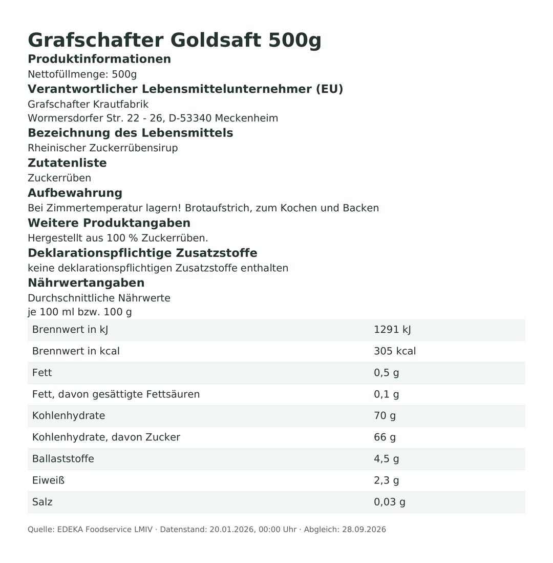 Produktinformationen zum Einzelprodukt – Grafschafter Goldsaft 500g