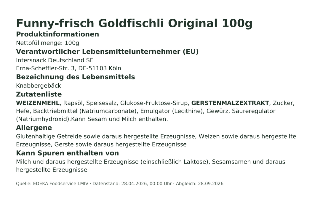 Produktinformationen – Funny-frisch Goldfischli Original 100g