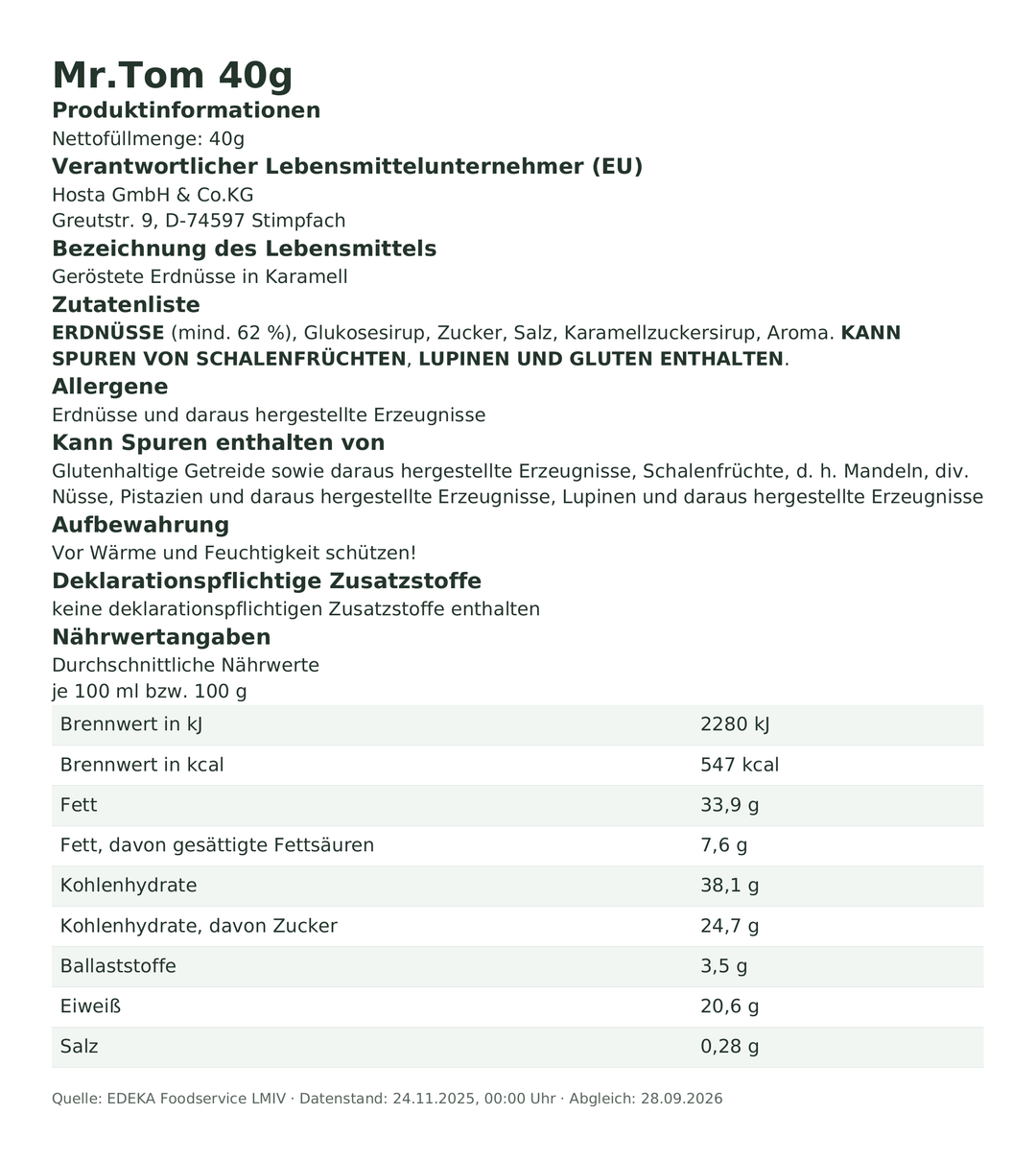 Produktinformationen zum Einzelprodukt – Mr.Tom 40g