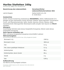 Produktinformationen – Haribo Stafetten 160g