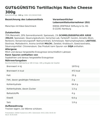 Lebensmittelinformationen: G&G Tortillachips Nacho Cheese 300g