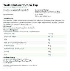 Produktinformationen – Trolli Glühwürmchen 1kg