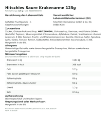 Lebensmittelinformationen: hitschies Saure Krakenarme 125g