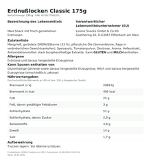 Lebensmittelinformationen: Lorenz ErdnußLocken Classic 175g