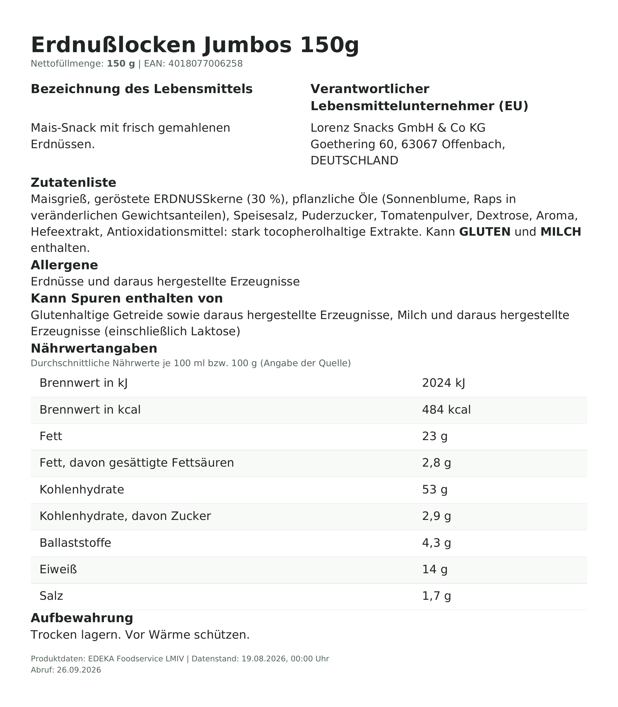Produktinformationen – Erdnußlocken Jumbos 150g
