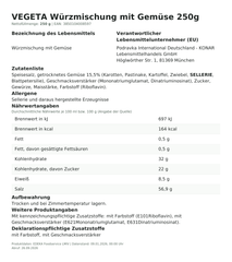 Lebensmittelinformationen: Vegeta Würzmischung Gemüse 250g