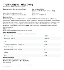 Trolli Original Hits 200g – Lebensmittelangaben
