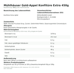Produktbild anzeigen: Produktinformationen zum Einzelprodukt – Mühlhäuser Gold-Appel Konfitüre Extra 450g
